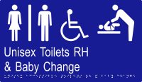 Unisex Accessible Toilets RH & Baby Change w Braille
