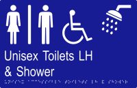 Unisex Accessible Toilets LH & Shower w Braille